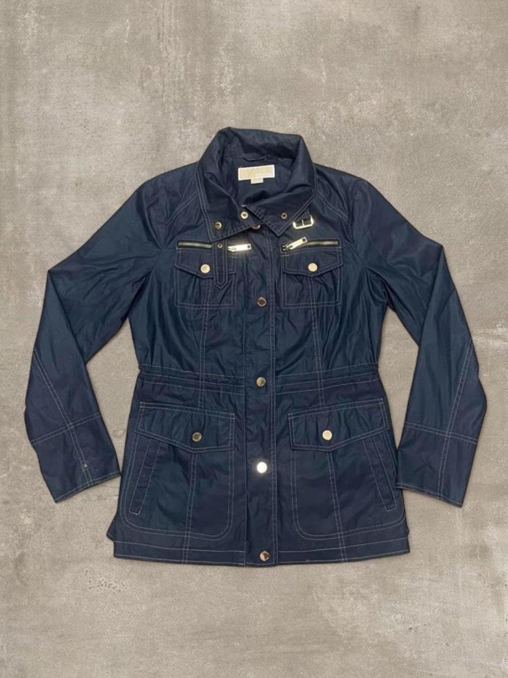 Michael Michael Kors Navy Utility Jacket Size Small Gold Hardware